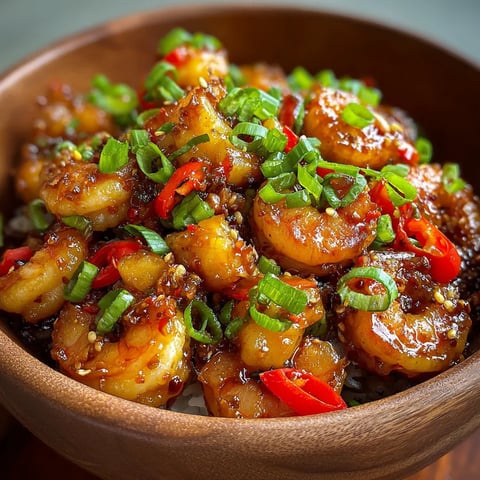 A bowl of shrimp and vegetables.