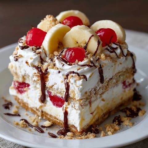 A slice of cake with bananas and strawberries.