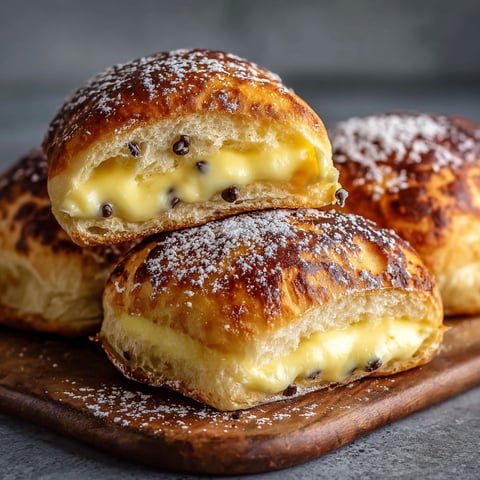 Three buns with vanilla custard.