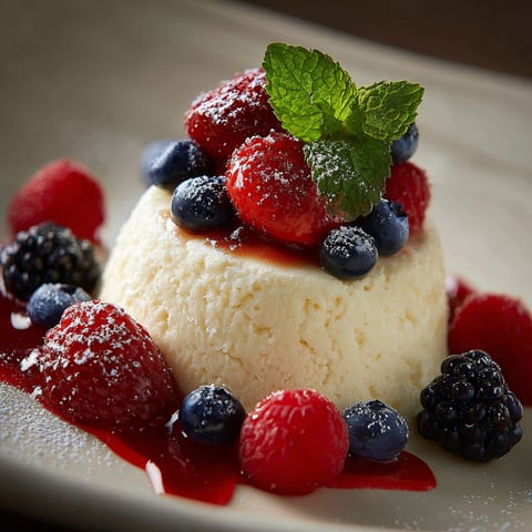 A dessert with berries on top.