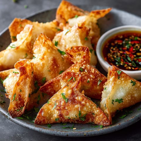 A plate of rice paper crab rangoons.