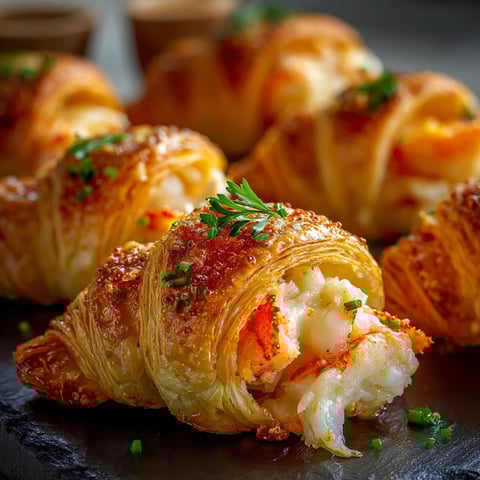 A plate of crab crescent bites.