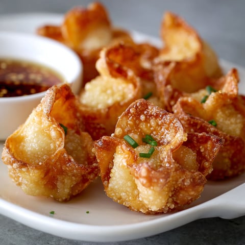 A plate of chicken wontons.