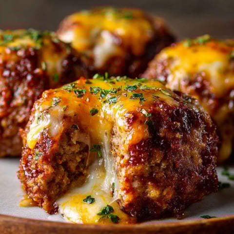 A plate of cheesy stuffed meatloaf bites.