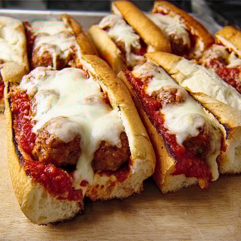 A tray of meatball sandwiches.