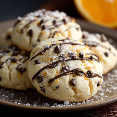 A plate of orange chocolate chip cookies.