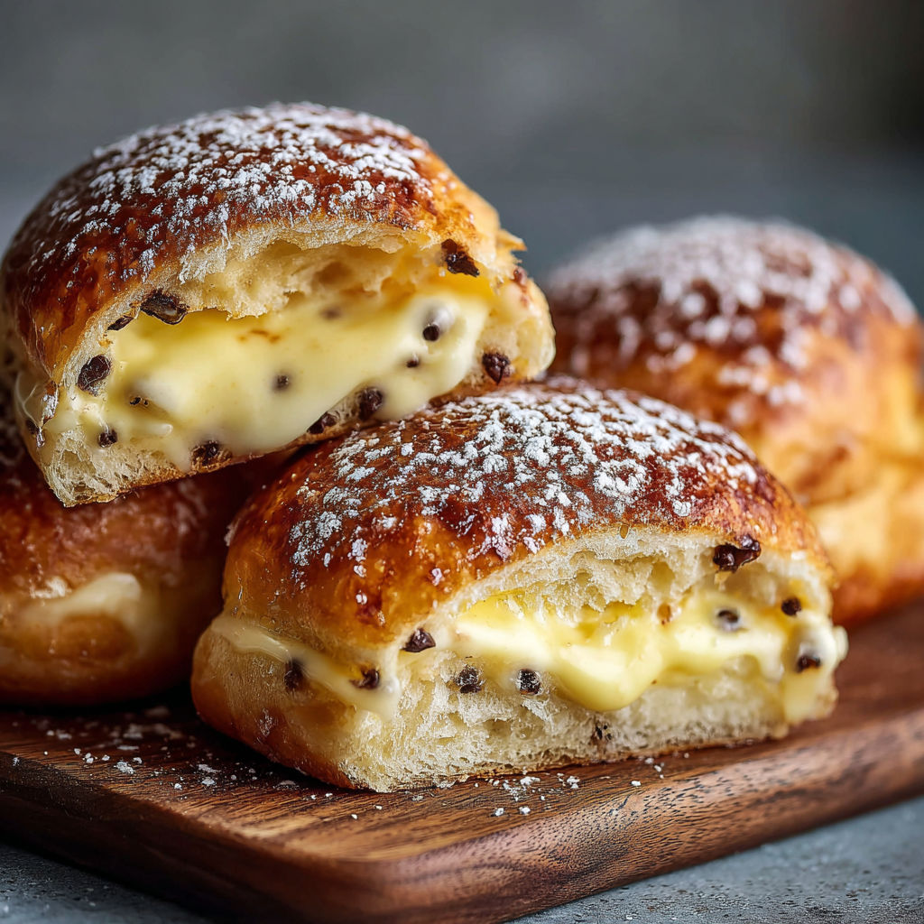 A plate of donuts with powdered sugar on top.