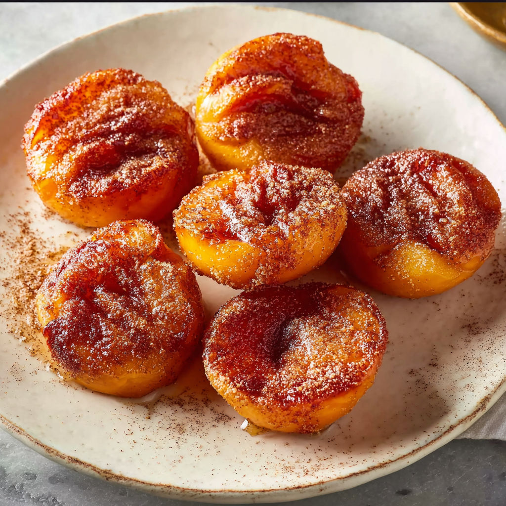 A plate of doughnuts with sugar on top.