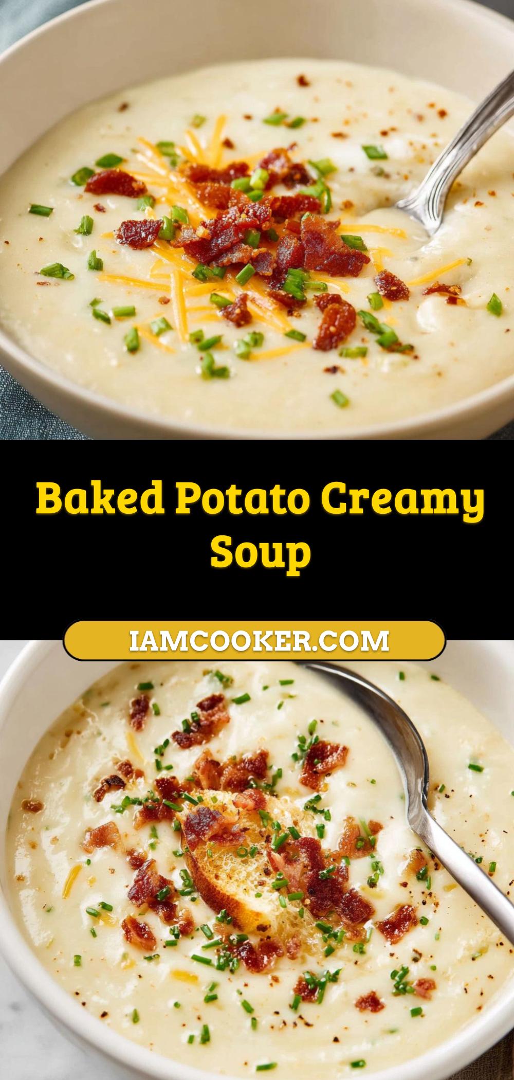 Hearty Baked Potato Creamy Soup with Bacon and Cheddar - Iam Cooker