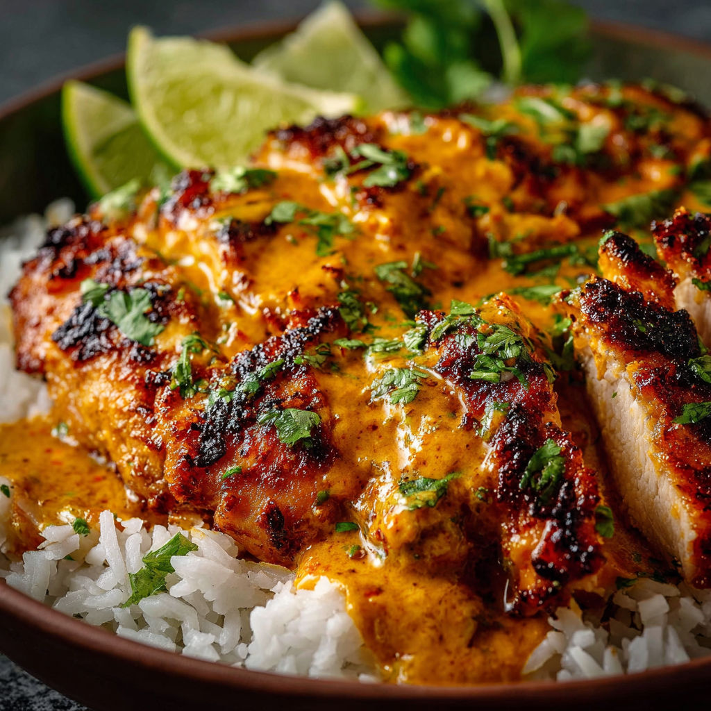 A plate of spicy brazilian coconut chicken.