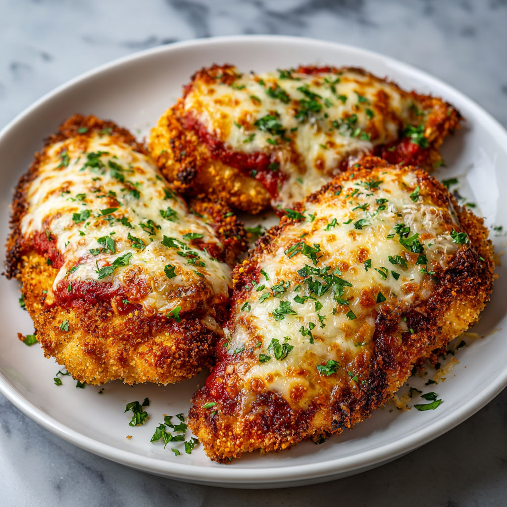 Air fryer chicken parmesan on a plate.