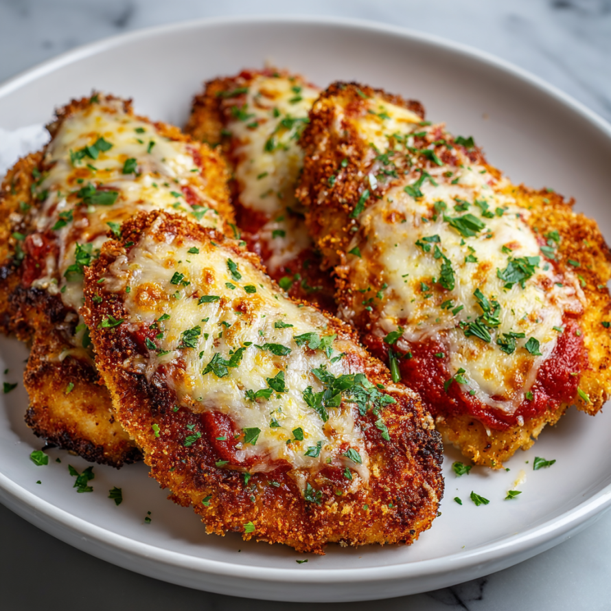 A plate of chicken parmesan.