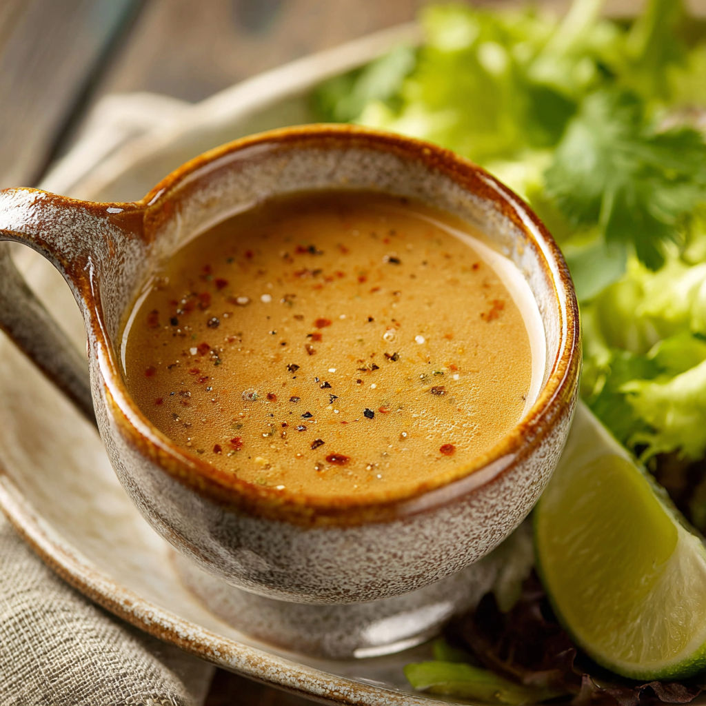 A bowl of soup with a spoon in it.
