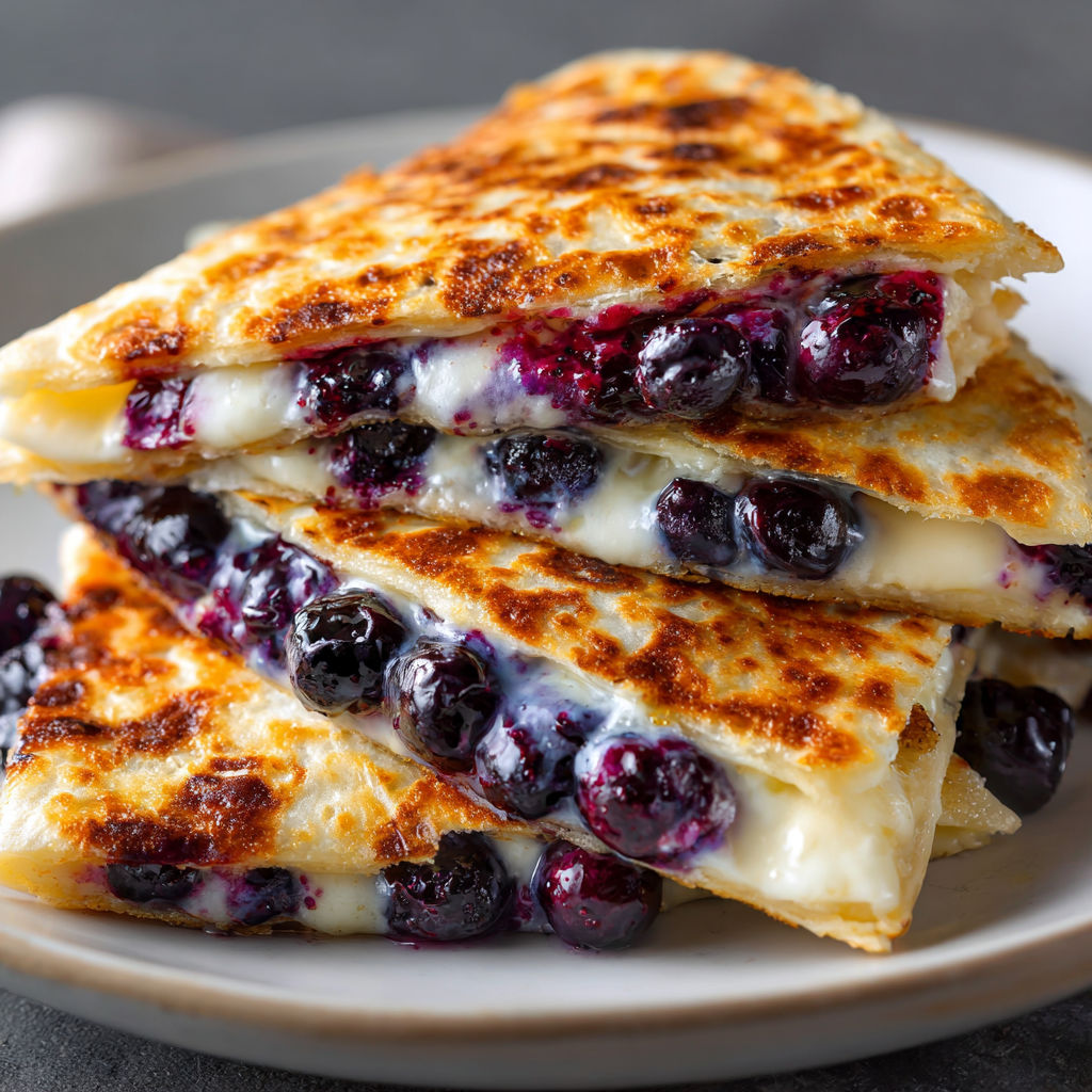 A stack of blueberry quesadillas.