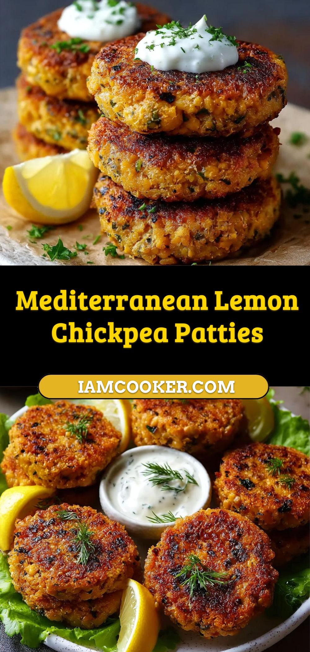 Mediterranean Lemon Chickpea Patties with Tangy Yogurt Sauce - Iam Cooker