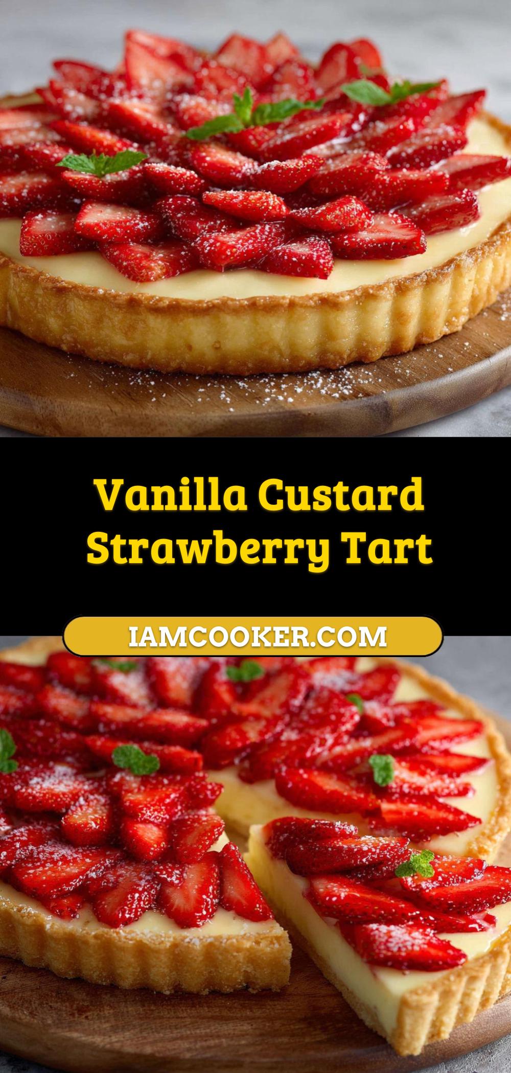 Vanilla Custard and Strawberry Tart with Fresh Berries and Glazed Topping - Iam Cooker