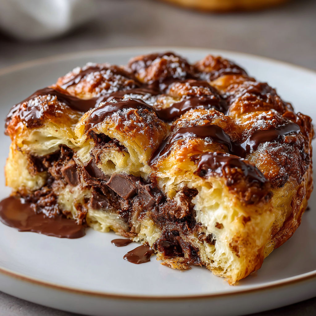A chocolate croissant on a plate.