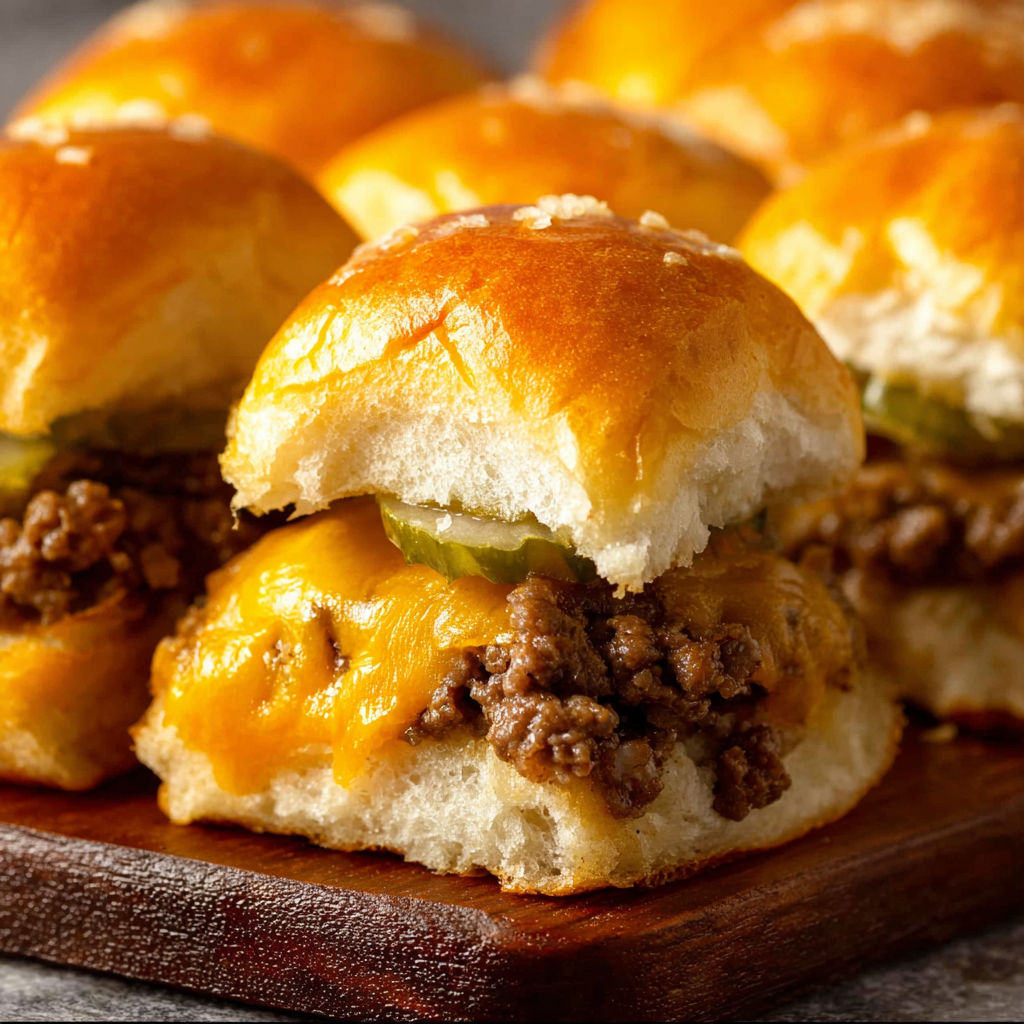 A plate of cheeseburger sliders.