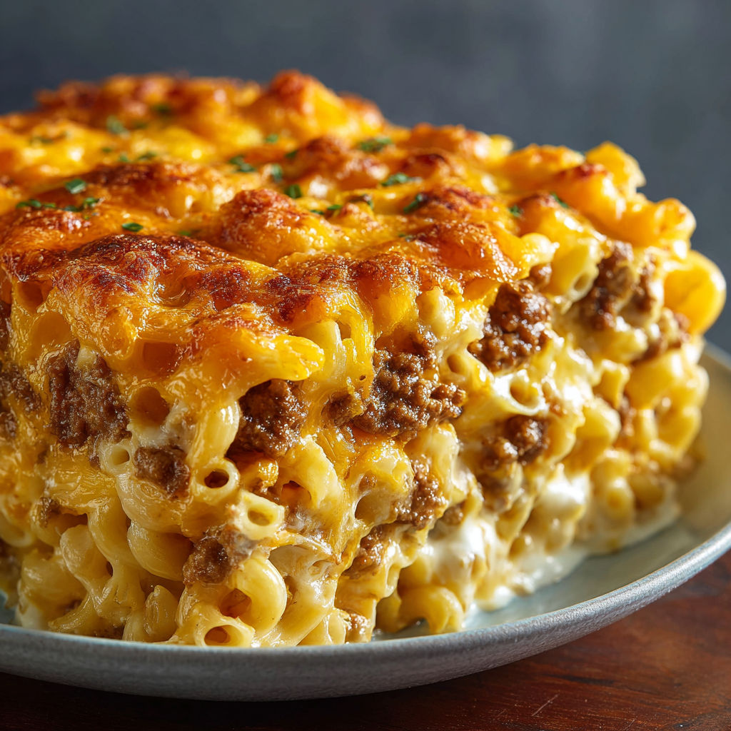 A large casserole dish filled with macaroni and cheese.