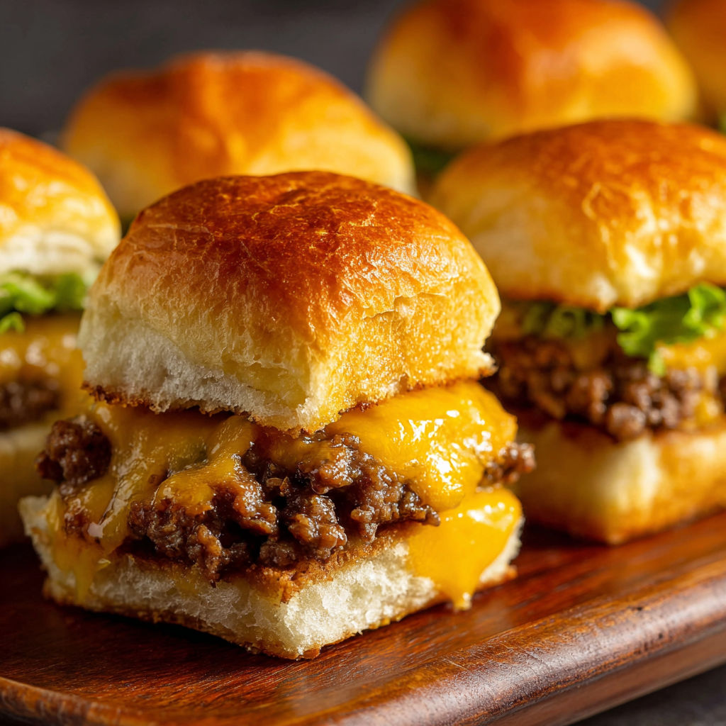 A plate of cheeseburger sliders.