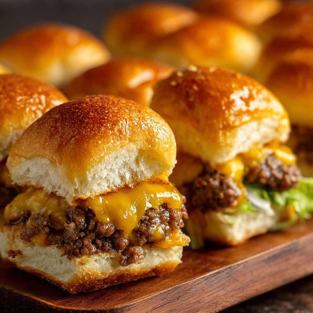 A plate of cheeseburger sliders.