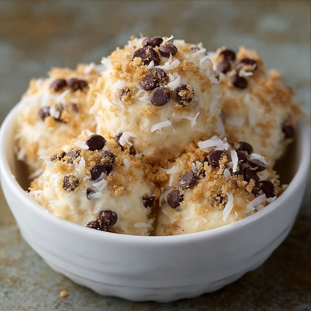 A bowl of chocolate covered coconut balls.