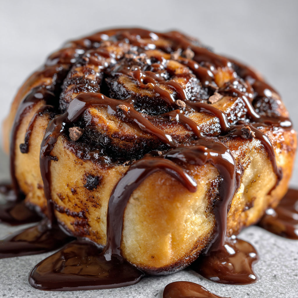 A chocolate covered cinnamon roll.