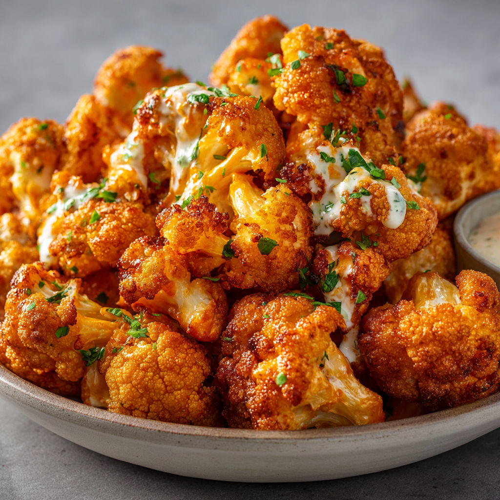 A bowl of cauliflower with sauce.