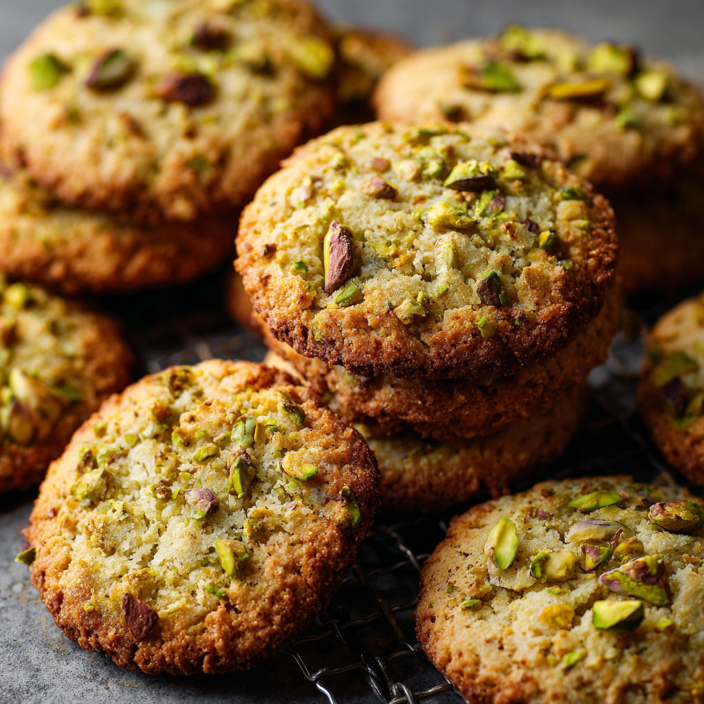 A tray of cookies with almonds and pistachios.