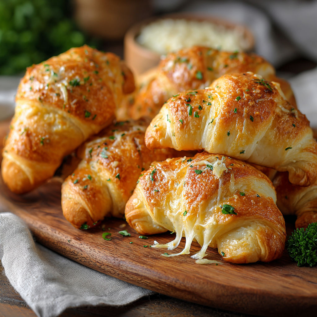 A plate of bread with cheese and herbs on top.