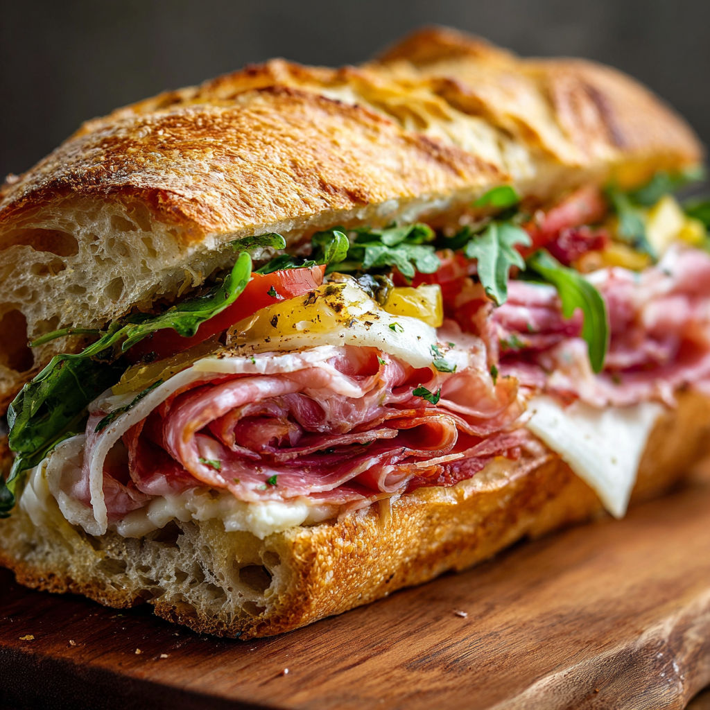 A sandwich with meat, cheese, tomatoes, lettuce, and egg.