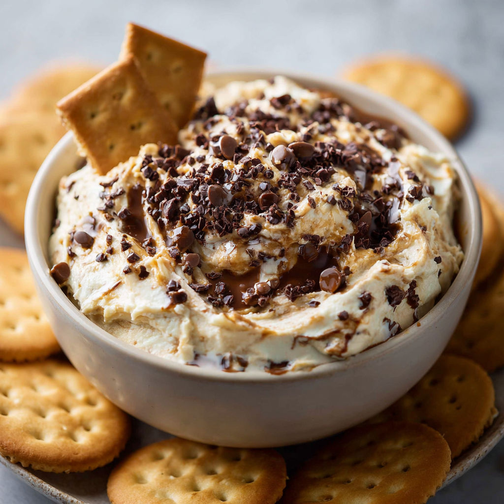 A bowl of chocolate ice cream with chocolate chips and a cracker on top.