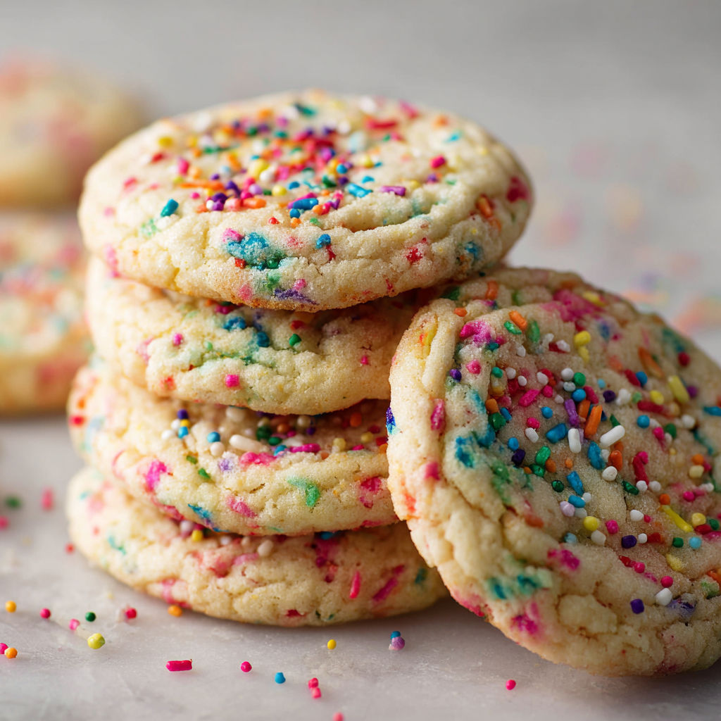 Colorful sprinkles on top of a cookie.