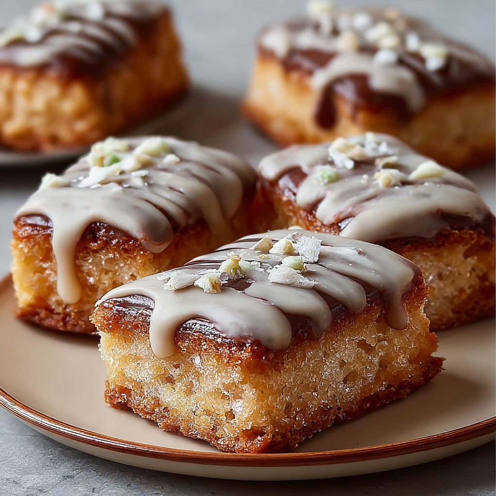 A plate of Maple Donut Bars.