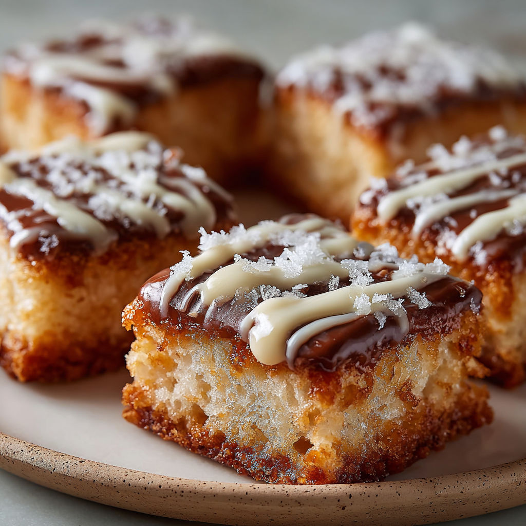 A plate of desserts with white icing and coconut.