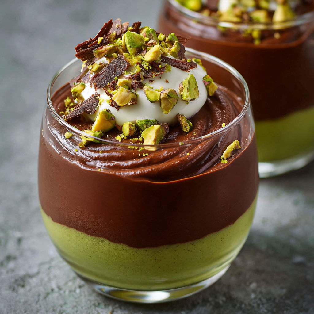 A chocolate dessert with white cream and nuts.