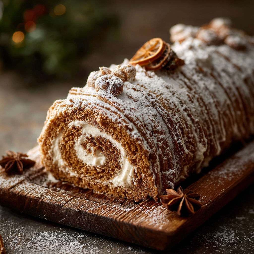 A cake with a spiral design on top.