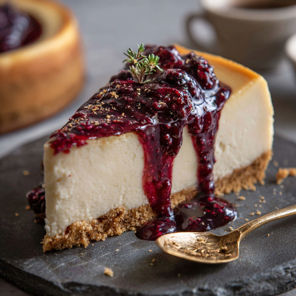 A slice of cheesecake with berries on top.