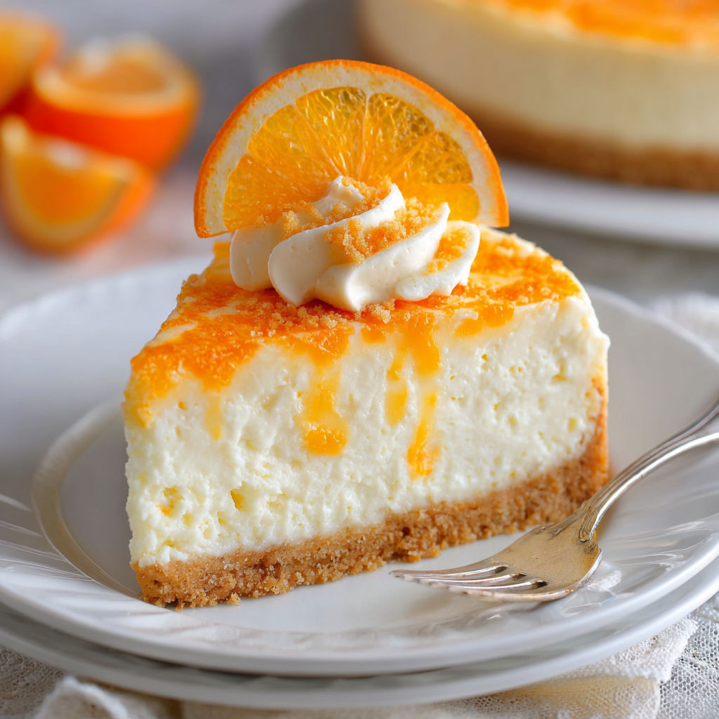 A slice of orange cheesecake with a slice of orange on top.