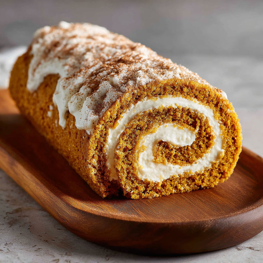 A roll of bread with white frosting and orange icing.