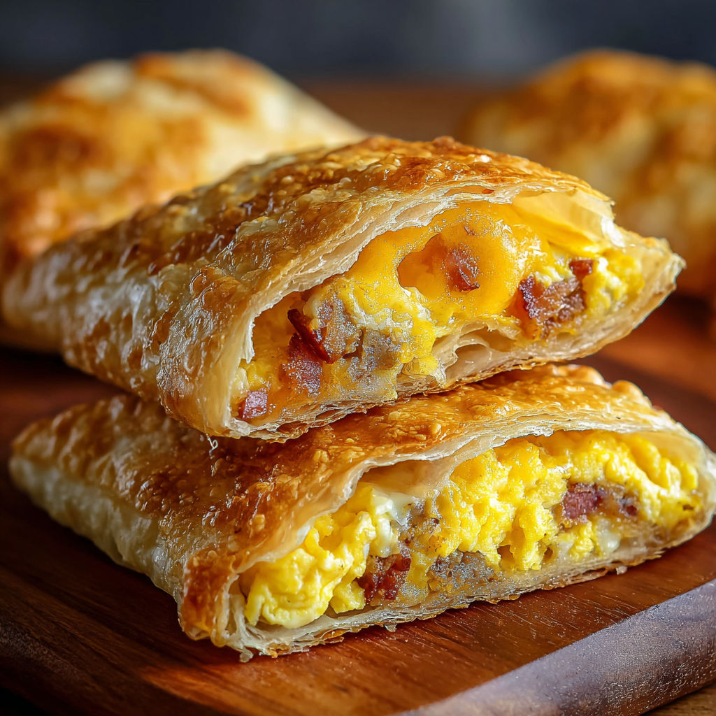 A pastry with cheese and eggs on top.