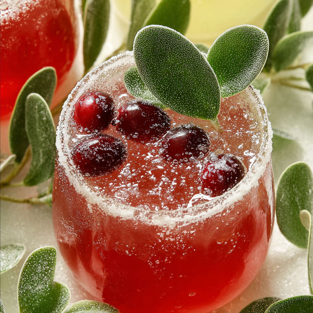 A glass of red wine with a sprig of mistletoe on top.