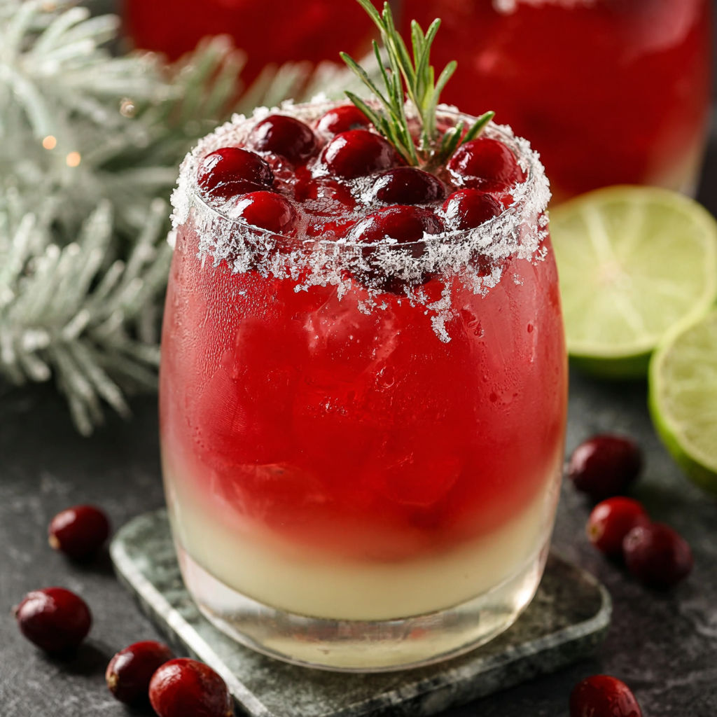 A glass of red wine with a sprig of mistletoe on top.