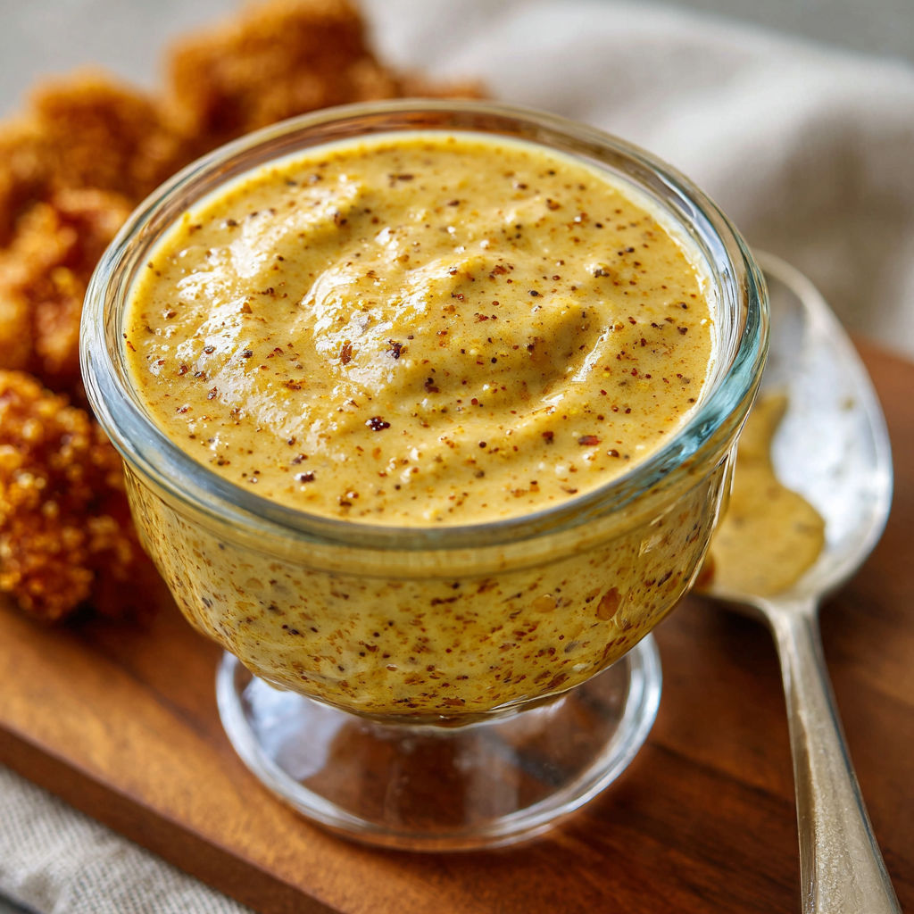 A glass bowl of soup with a spoon in it.