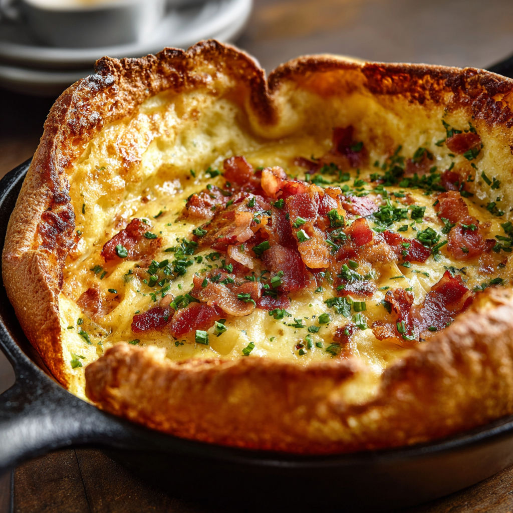 A large, round, deep-dish pan filled with a savory, bacon-covered dish.