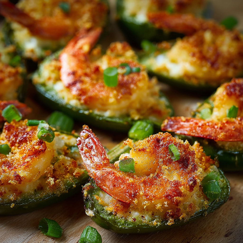 A close up of a shrimp and pepper.