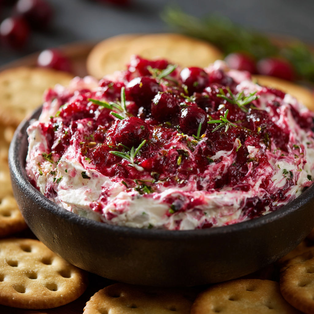 A bowl of red berry cream with crackers.