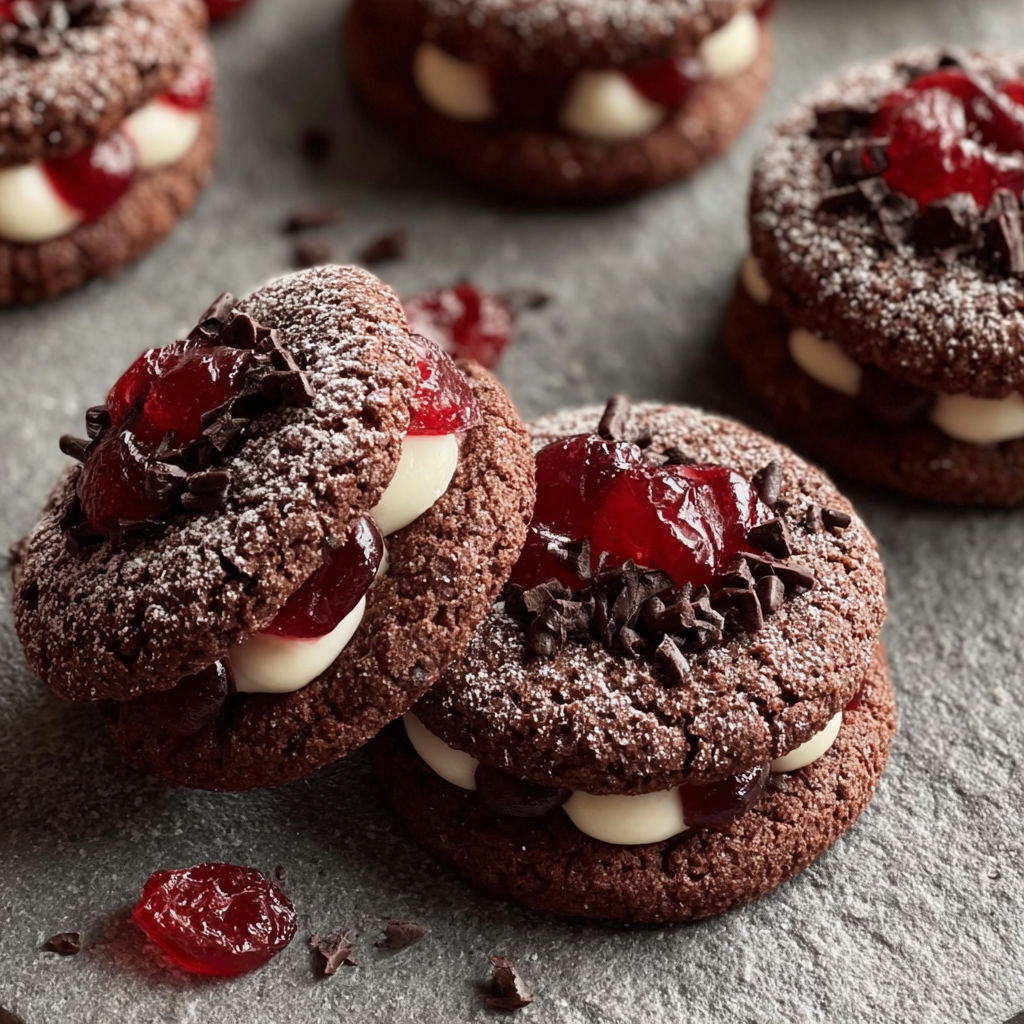 A plate of black forest cookies.