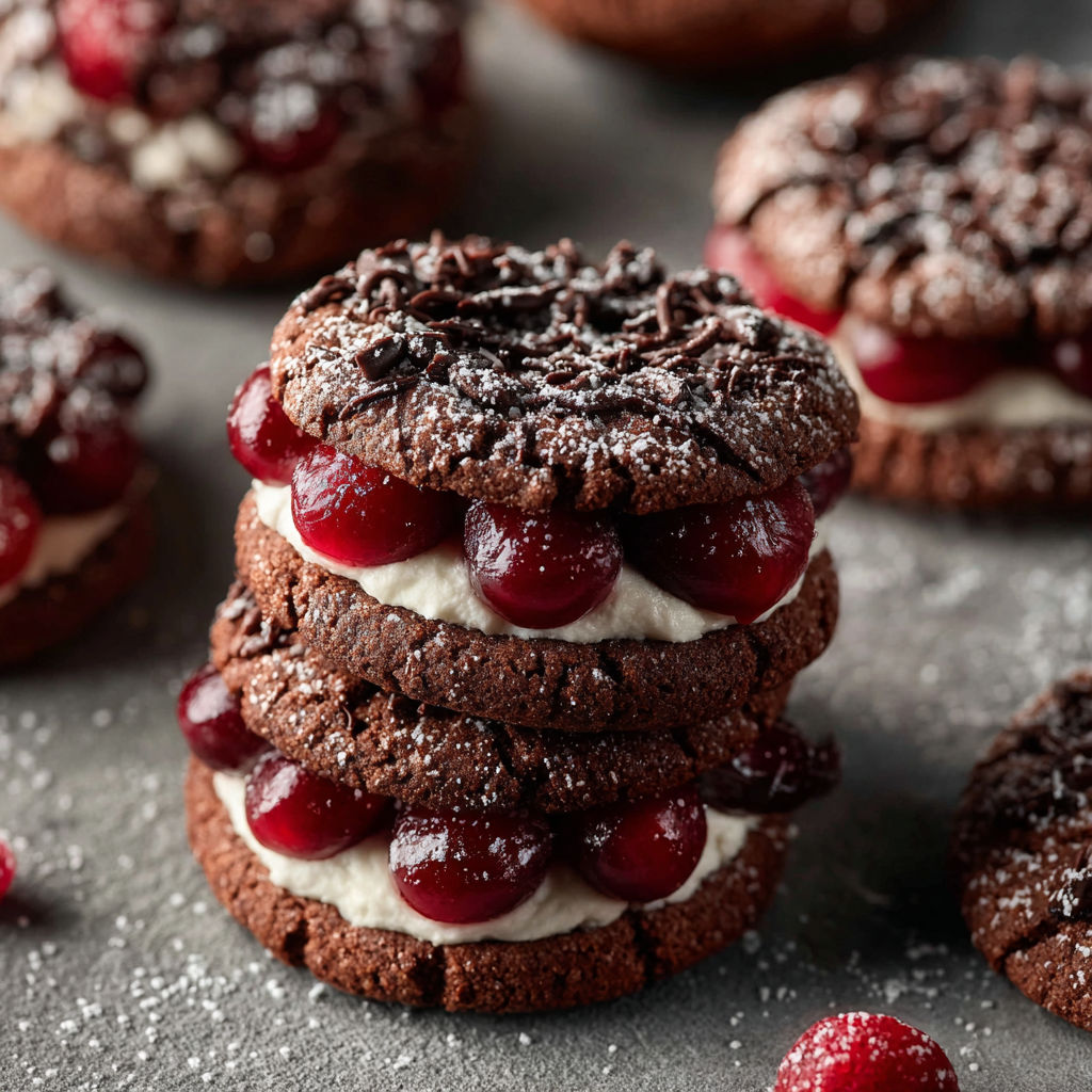 A stack of black forest cookies.