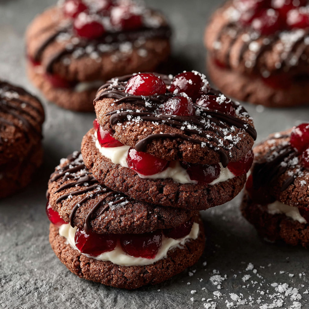 A stack of black forest cookies.